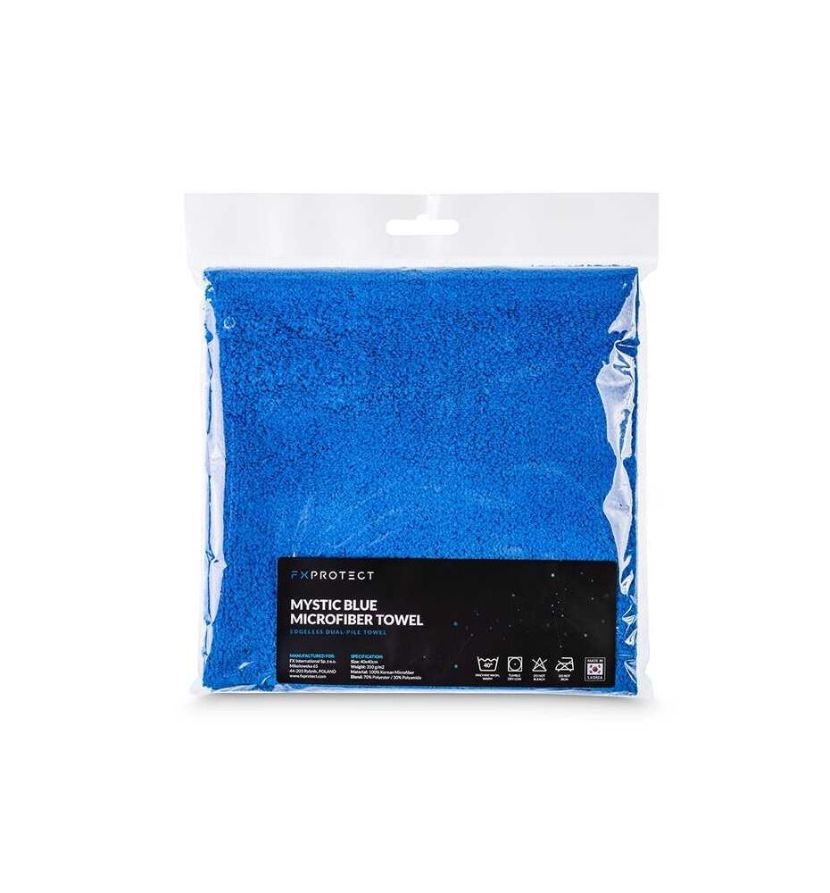 FX Protect Mystic Blue Microfiber Towel 40x40, 350gsm – uniwersalna mikrofibra bez obszycia, niebieska