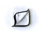 Mikrofibra WAFFEL 400gsm - 40x40cm, biała z czarnym obszyciem, do szyb