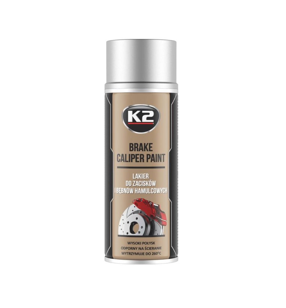 K2 BRAKE CALIPER PAINT 400ml - SREBRNY lakier do zacisków i bębnów hamulcowych