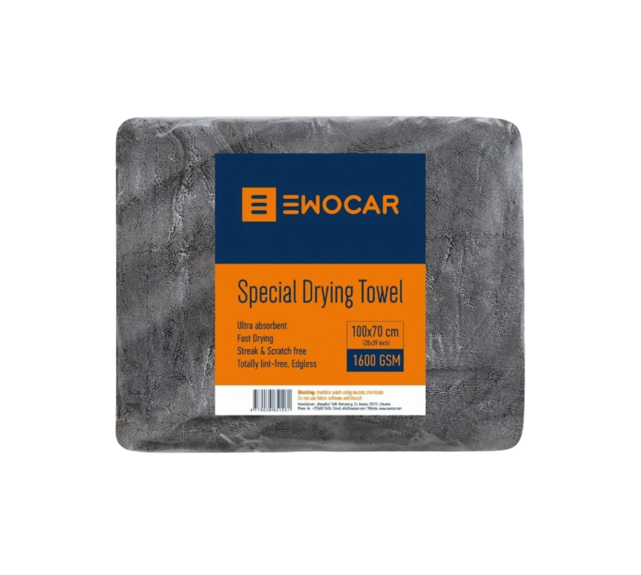 Ewocar Special Drying Towel Dark Grey 100x70cm 1600GSM – ręcznik osuszający XXL